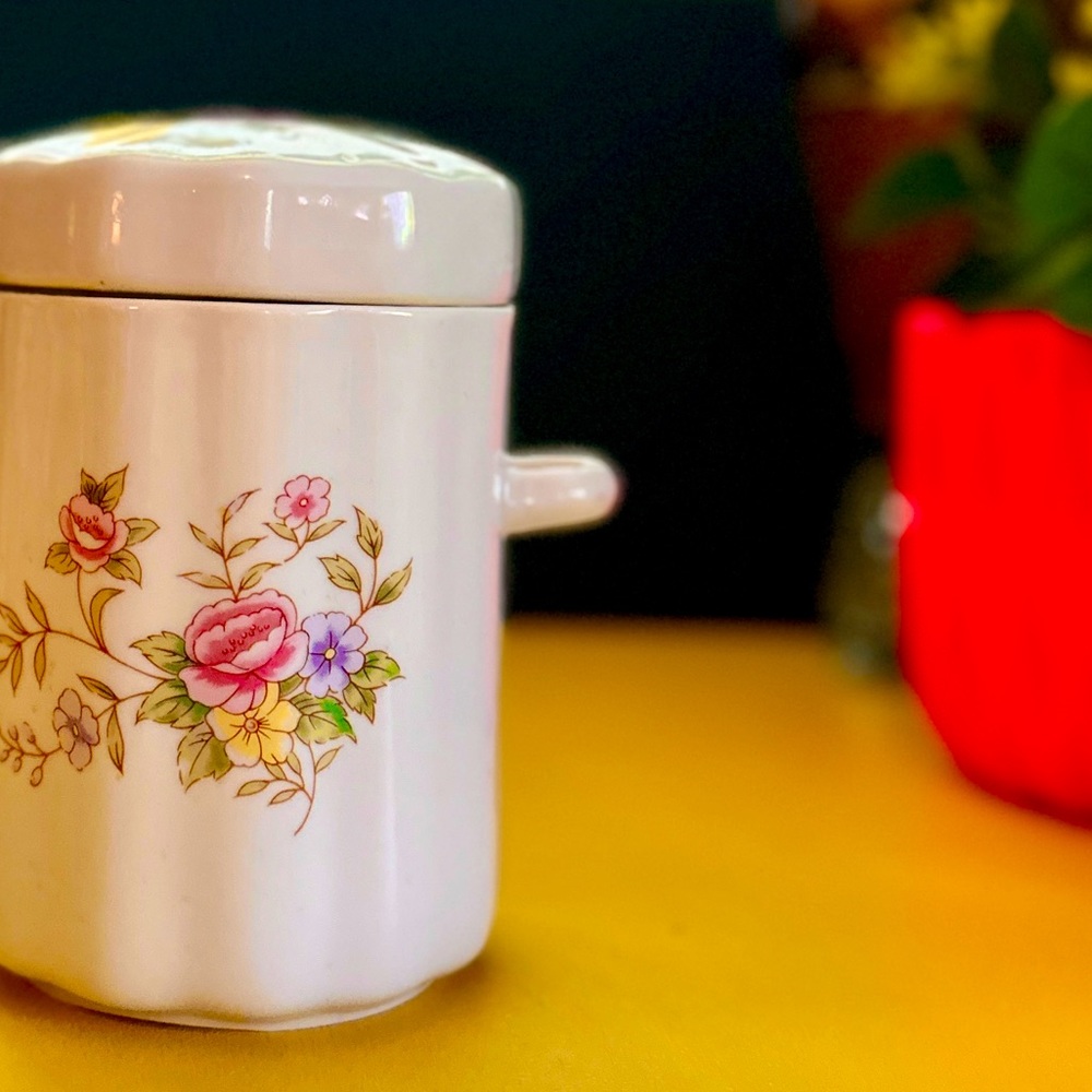 Vintage 1988 Floral Ceramic Canister from FTDA